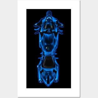 Blue Glow Motorcycle Posters and Art